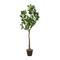 59" Green Faux Foliage Indoor Outdoor Fig Artificial Tree with Black Melamine Pot